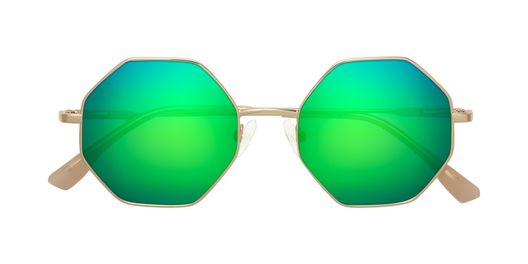 Folded Front of Fall in Gold with Green Mirrored Lenses