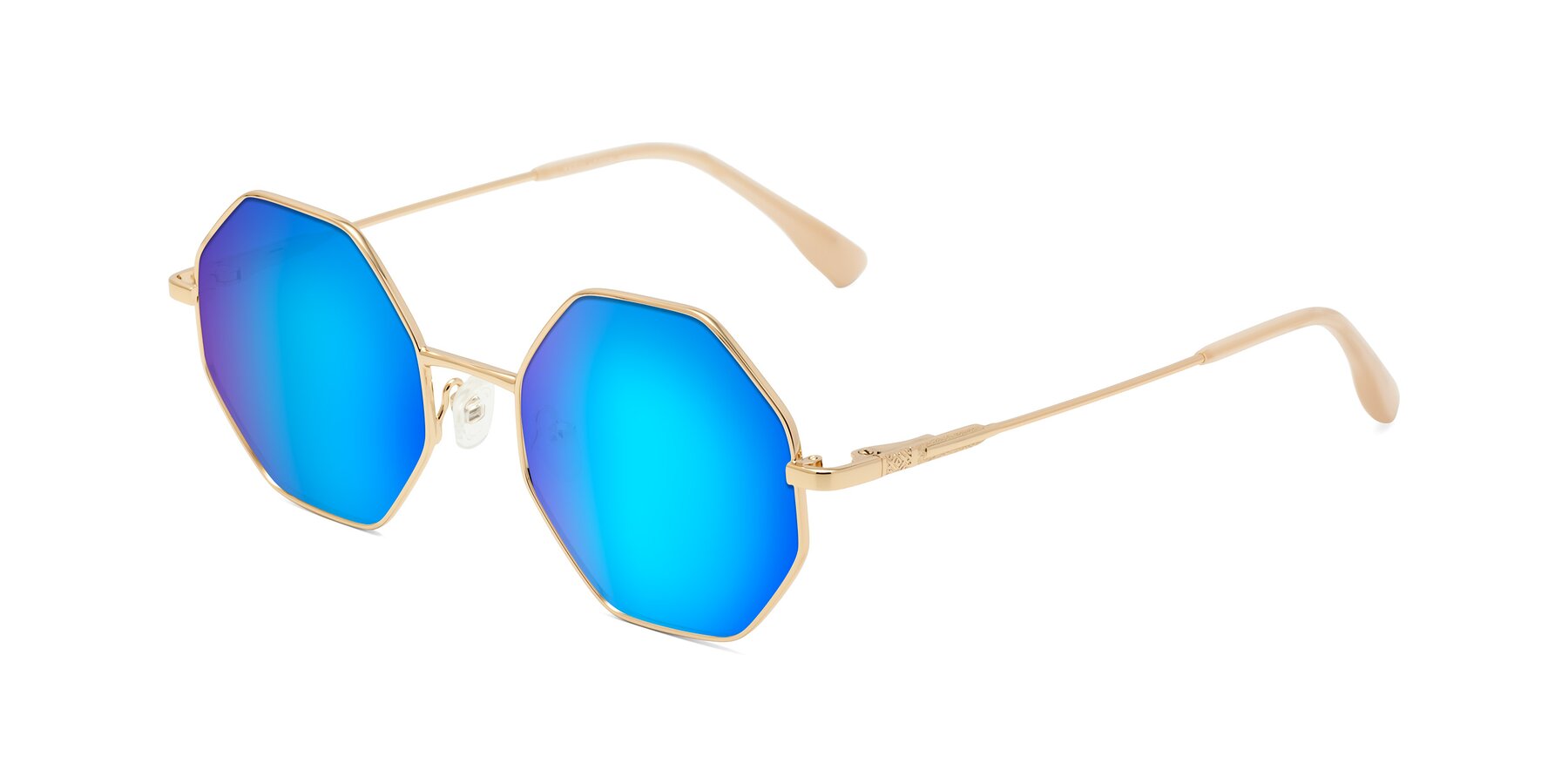 Angle of Fall in Gold with Blue Mirrored Lenses