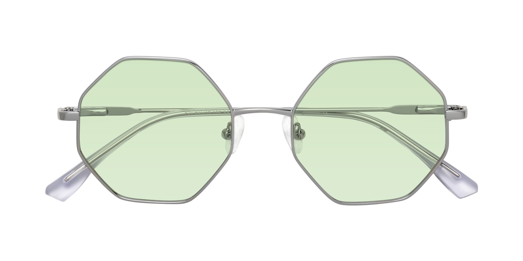 Folded Front of Fall in Silver with Light Green Tinted Lenses