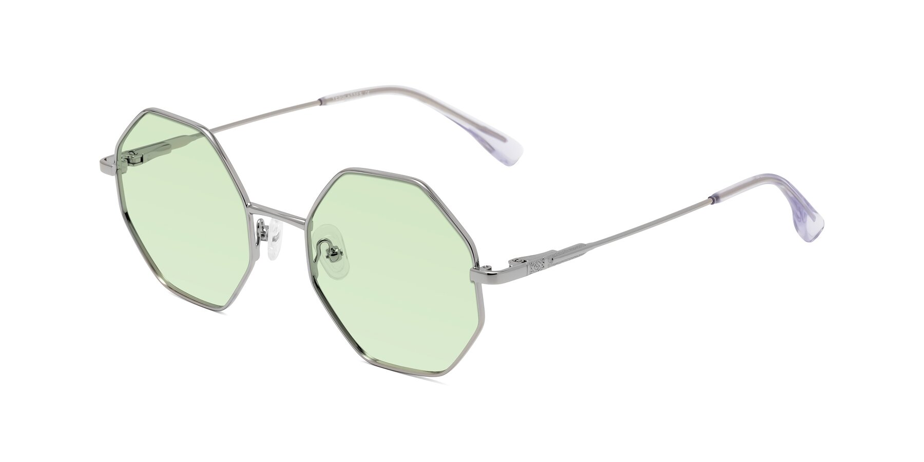 Angle of Fall in Silver with Light Green Tinted Lenses