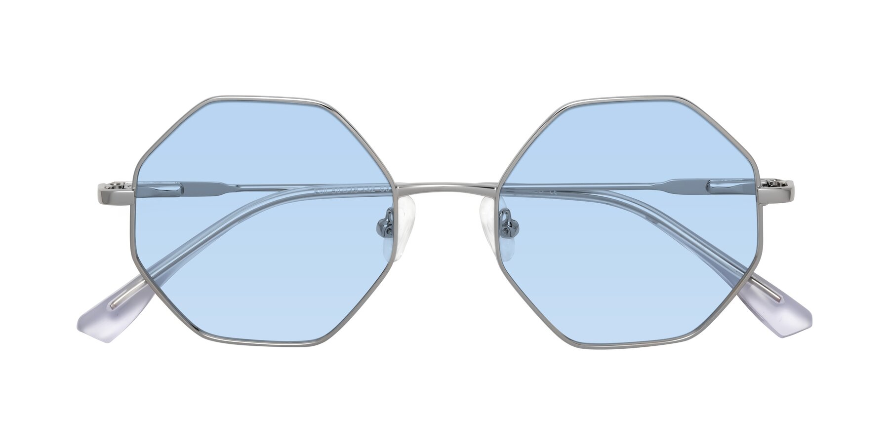 Folded Front of Fall in Silver with Light Blue Tinted Lenses