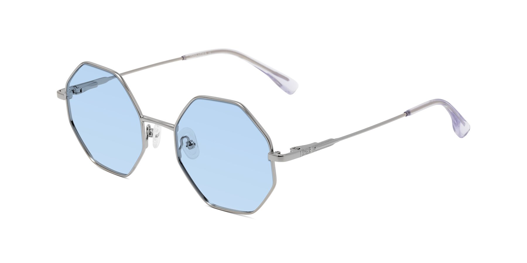 Angle of Fall in Silver with Light Blue Tinted Lenses