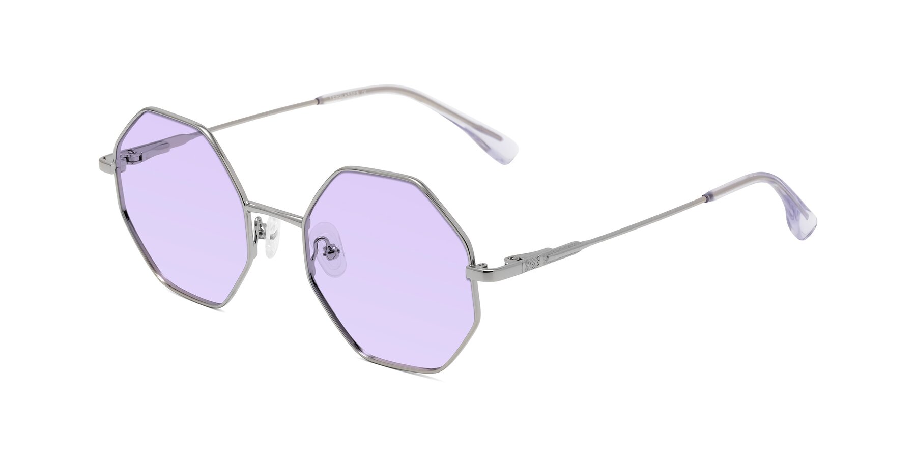 Angle of Fall in Silver with Light Purple Tinted Lenses