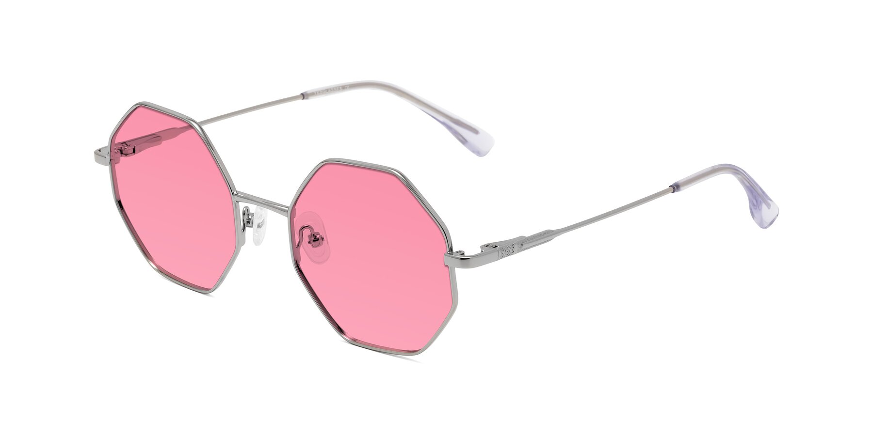 Angle of Fall in Silver with Pink Tinted Lenses