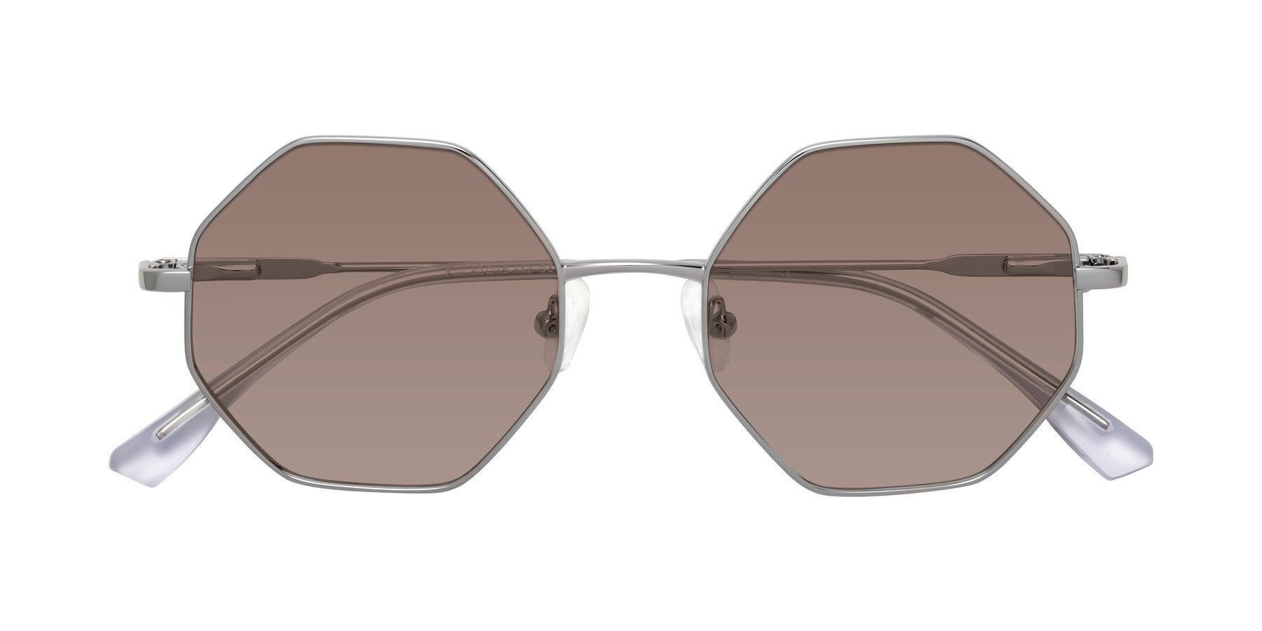 Folded Front of Fall in Silver with Medium Brown Tinted Lenses