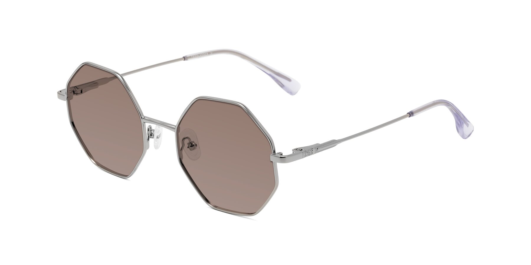 Angle of Fall in Silver with Medium Brown Tinted Lenses