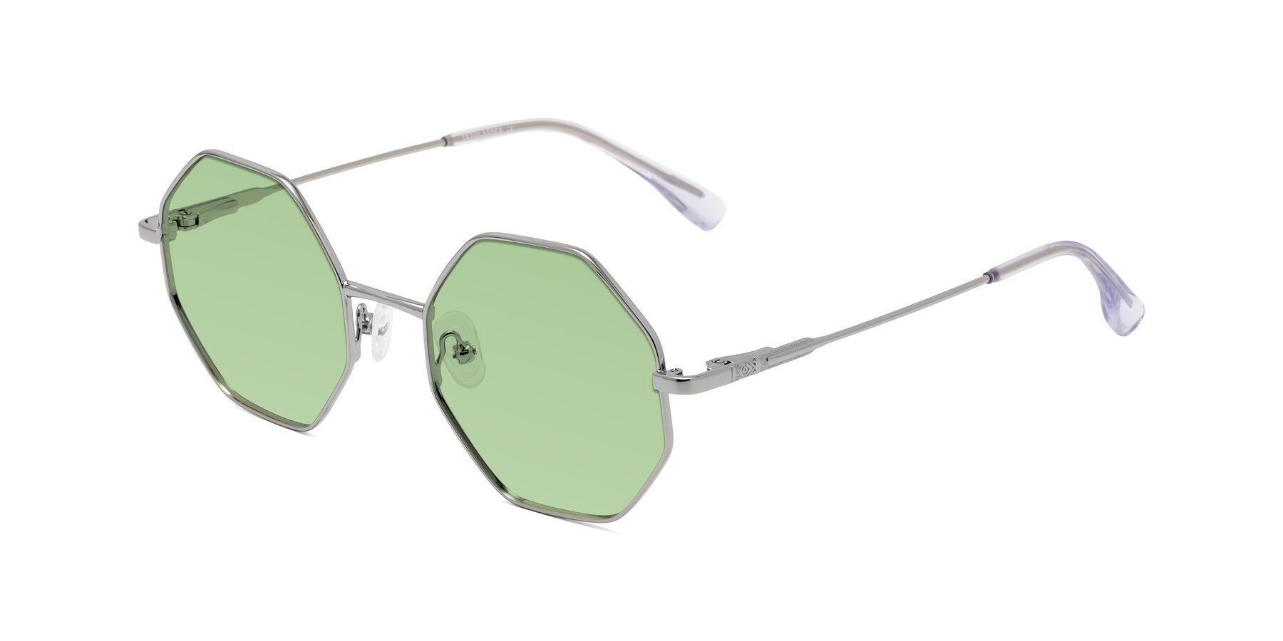 Angle of Fall in Silver with Medium Green Tinted Lenses