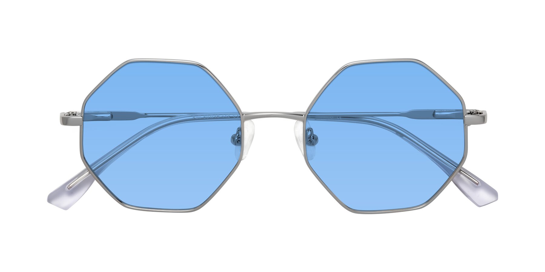 Folded Front of Fall in Silver with Medium Blue Tinted Lenses