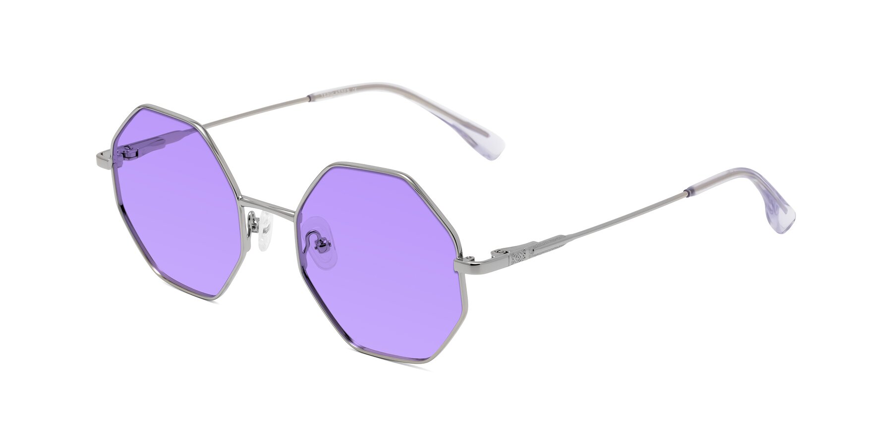 Angle of Fall in Silver with Medium Purple Tinted Lenses