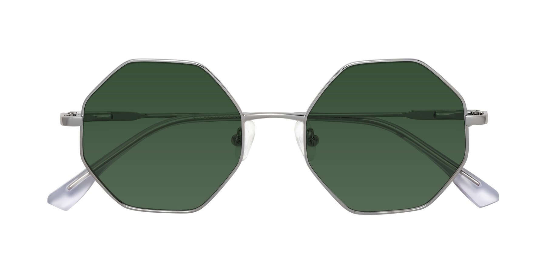 Folded Front of Fall in Silver with Green Tinted Lenses