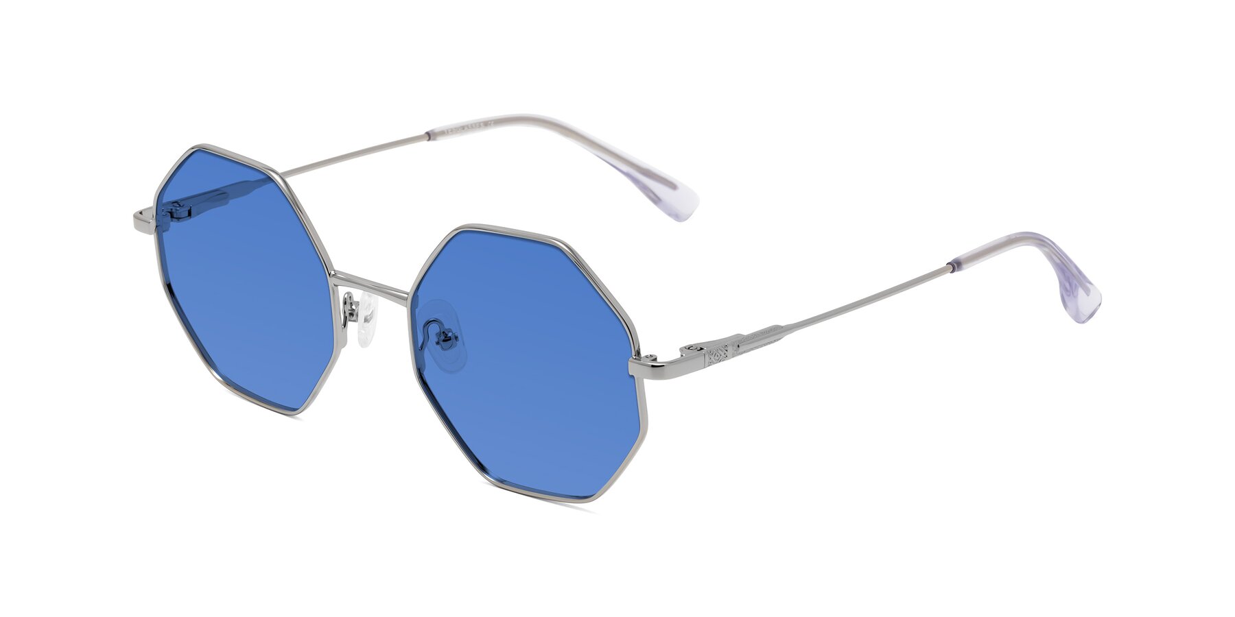 Angle of Fall in Silver with Blue Tinted Lenses