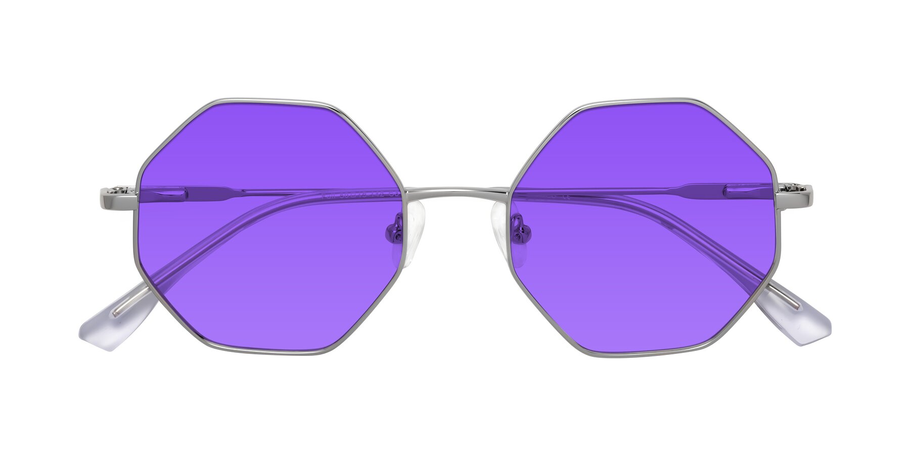 Folded Front of Fall in Silver with Purple Tinted Lenses