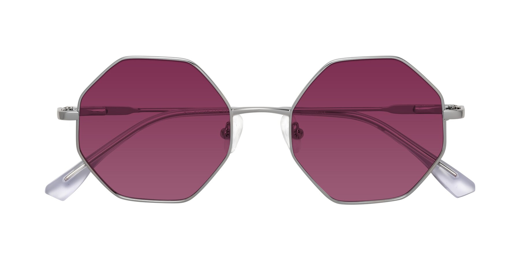 Folded Front of Fall in Silver with Wine Tinted Lenses