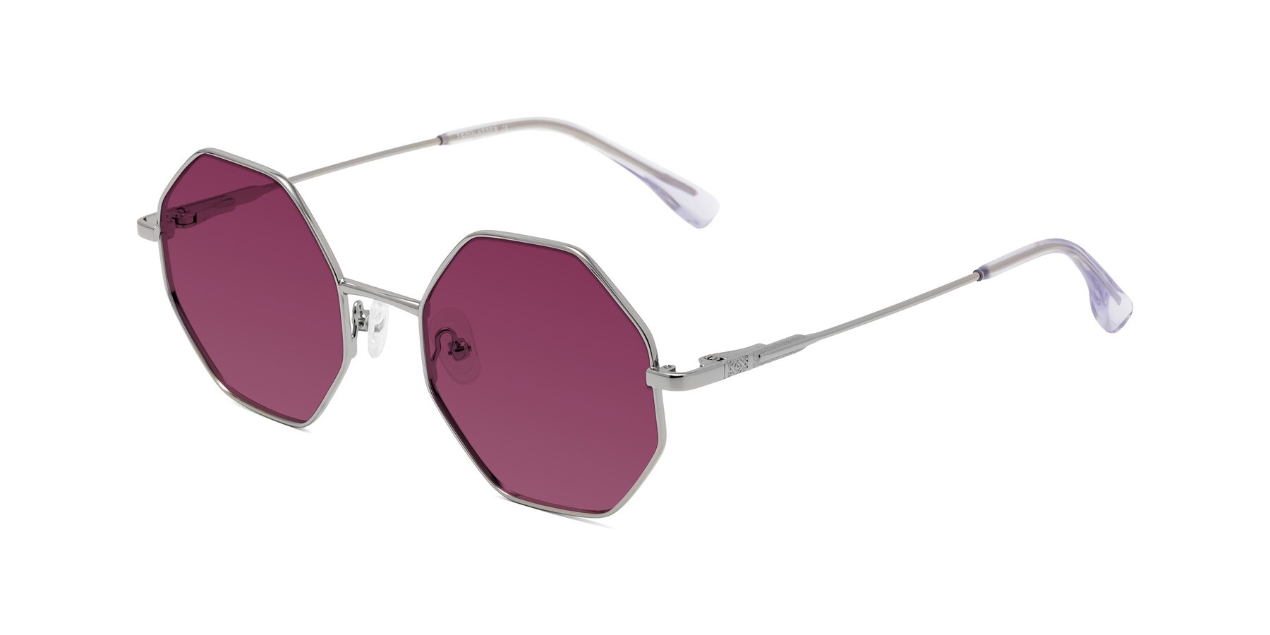 Angle of Fall in Silver with Wine Tinted Lenses