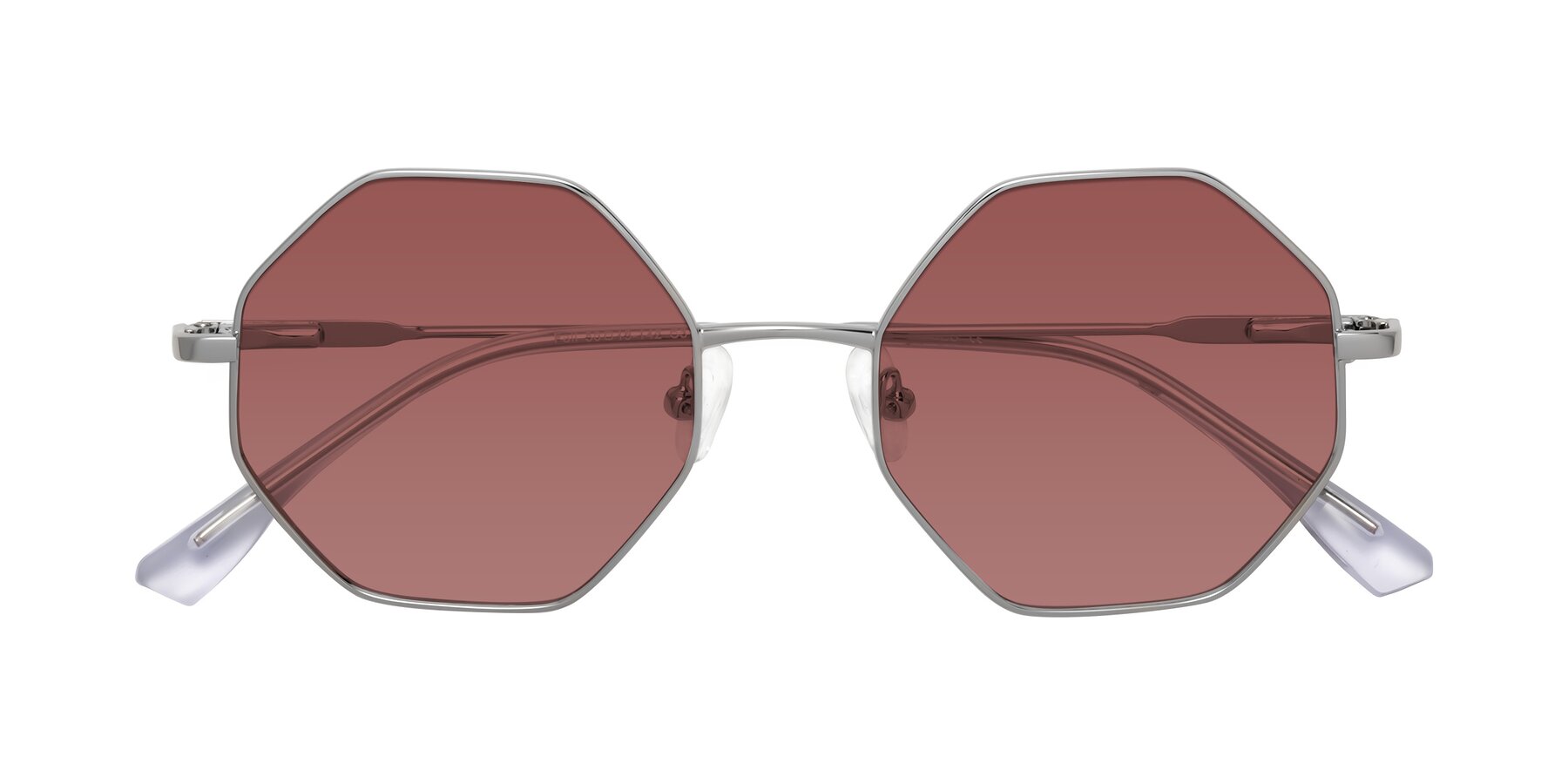 Folded Front of Fall in Silver with Garnet Tinted Lenses