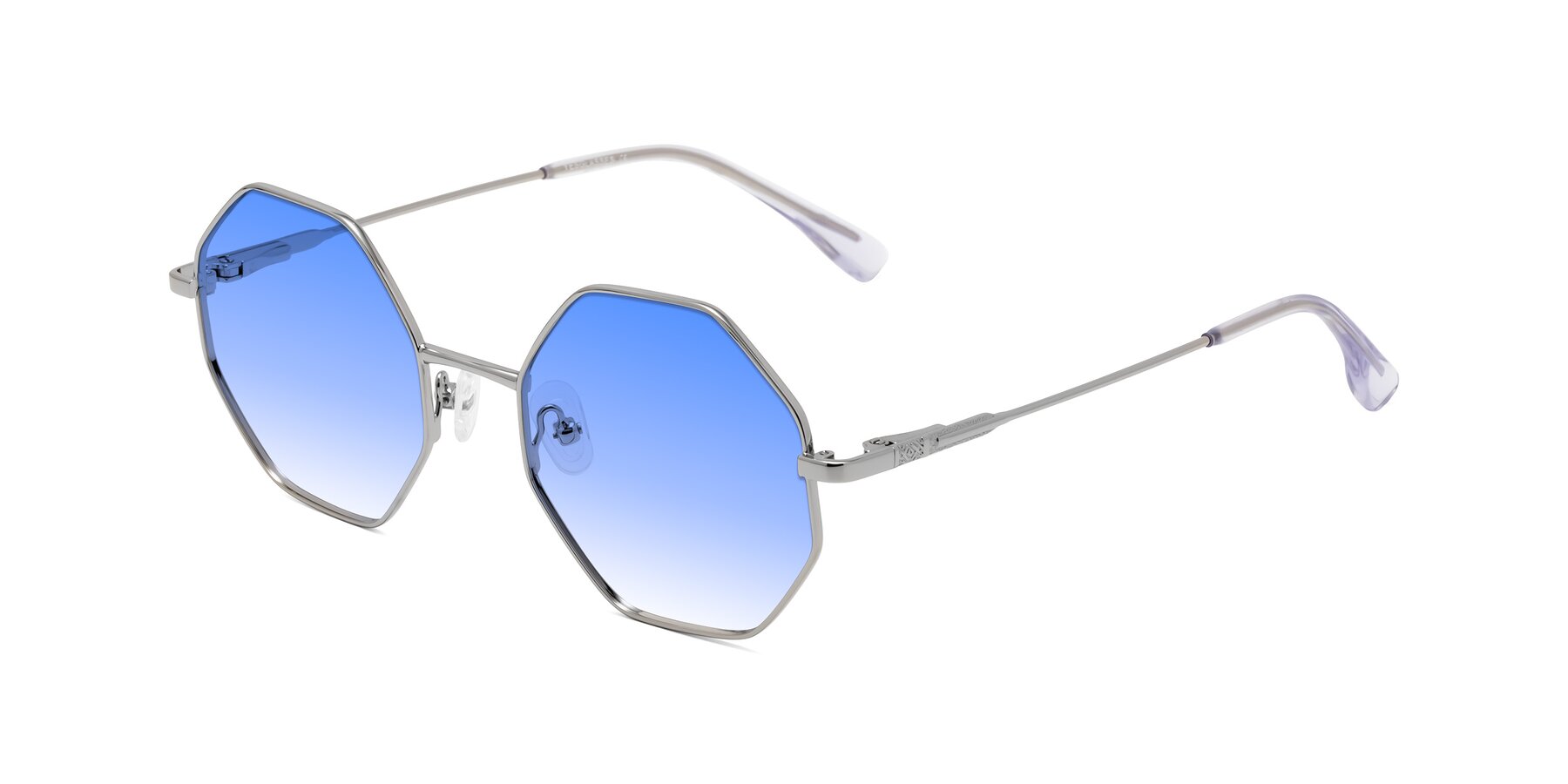 Angle of Fall in Silver with Blue Gradient Lenses