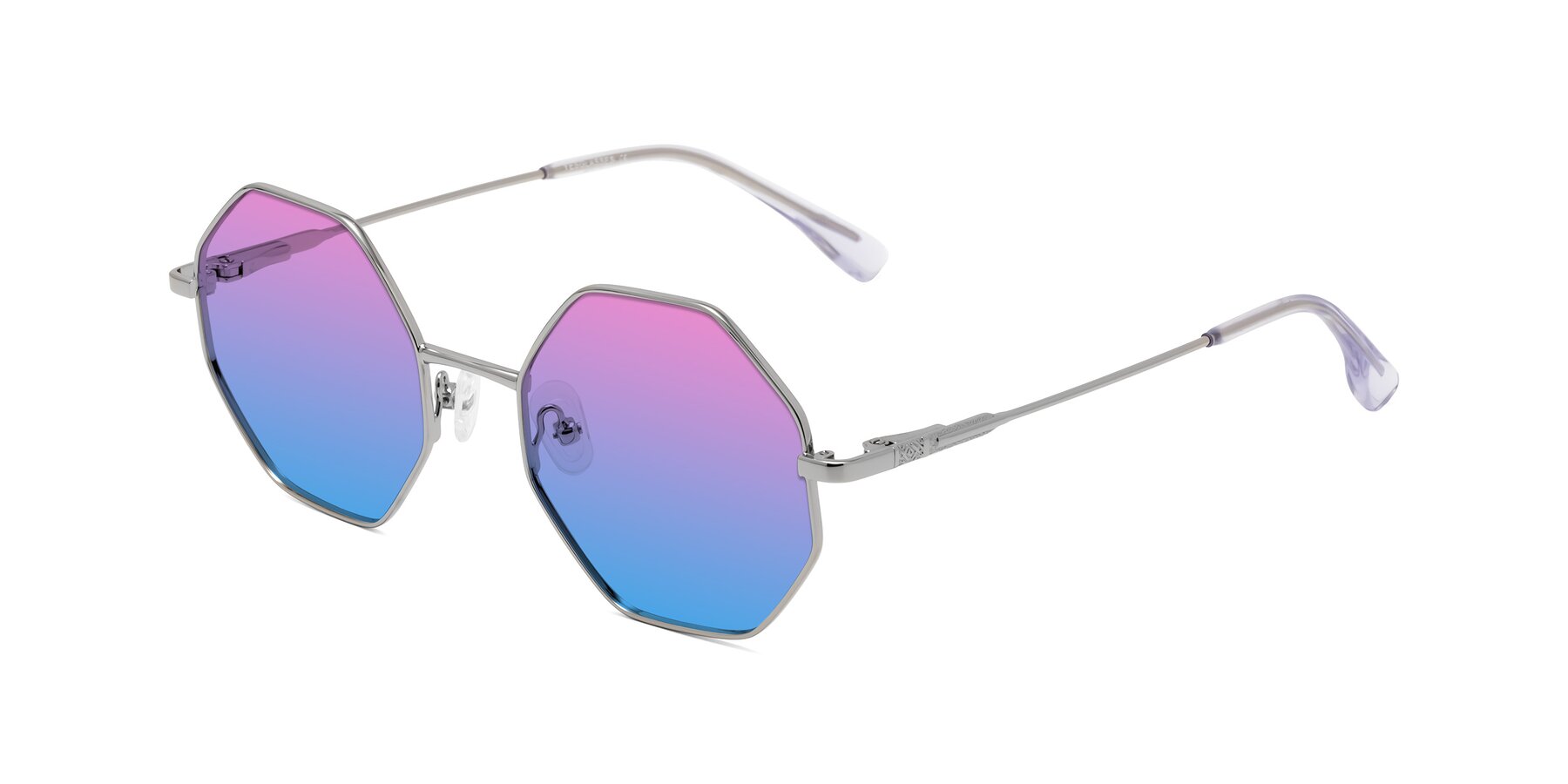 Angle of Fall in Silver with Pink / Blue Gradient Lenses