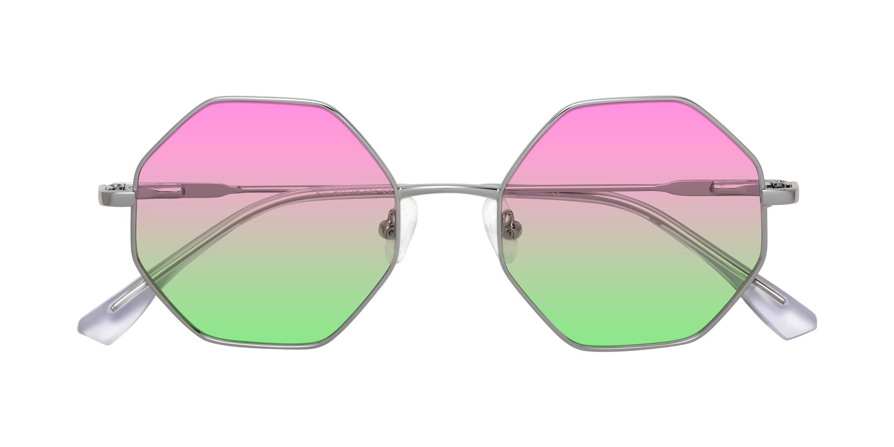 Folded Front of Fall in Silver with Pink / Green Gradient Lenses