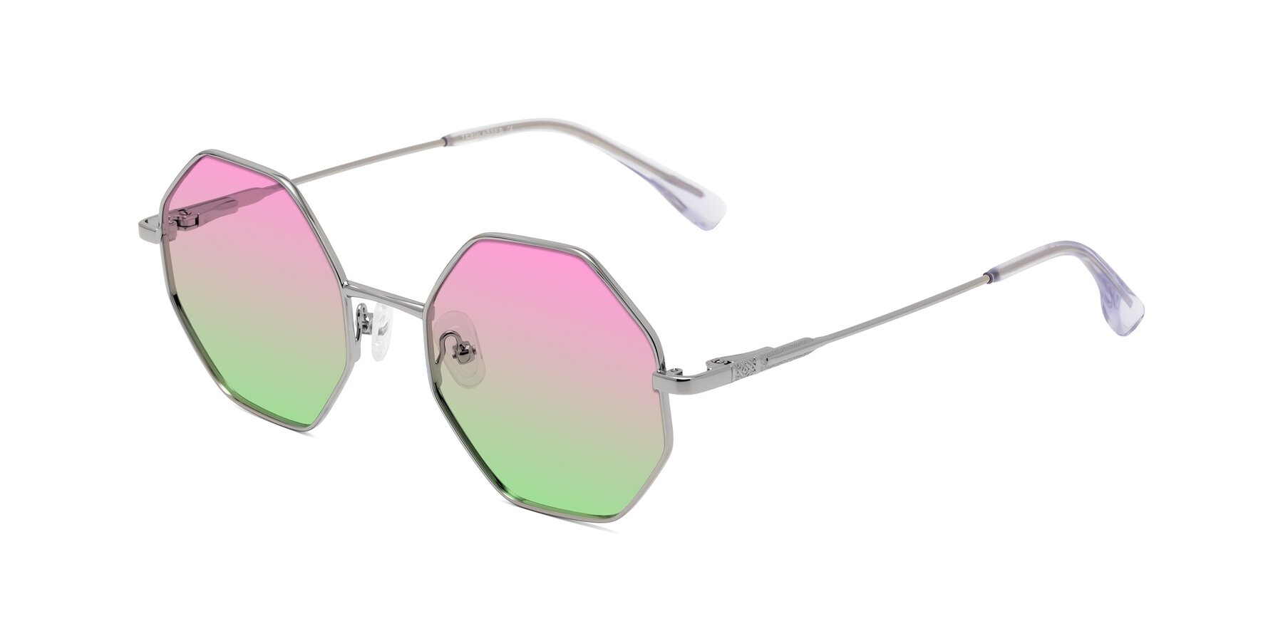 Angle of Fall in Silver with Pink / Green Gradient Lenses