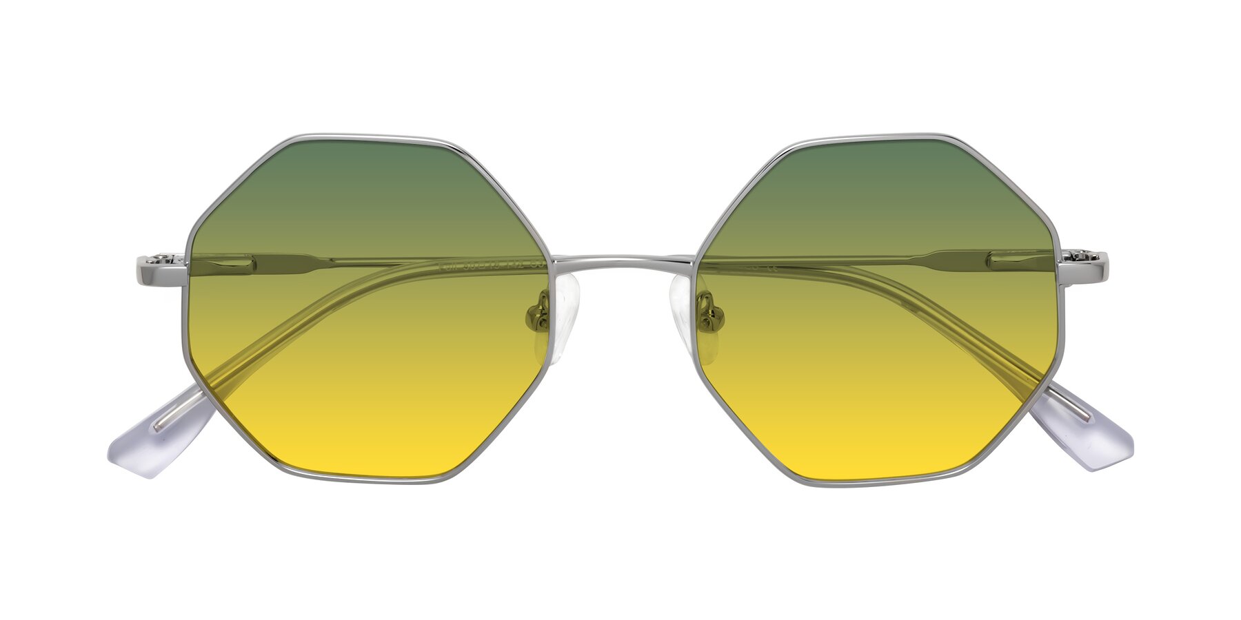 Folded Front of Fall in Silver with Green / Yellow Gradient Lenses