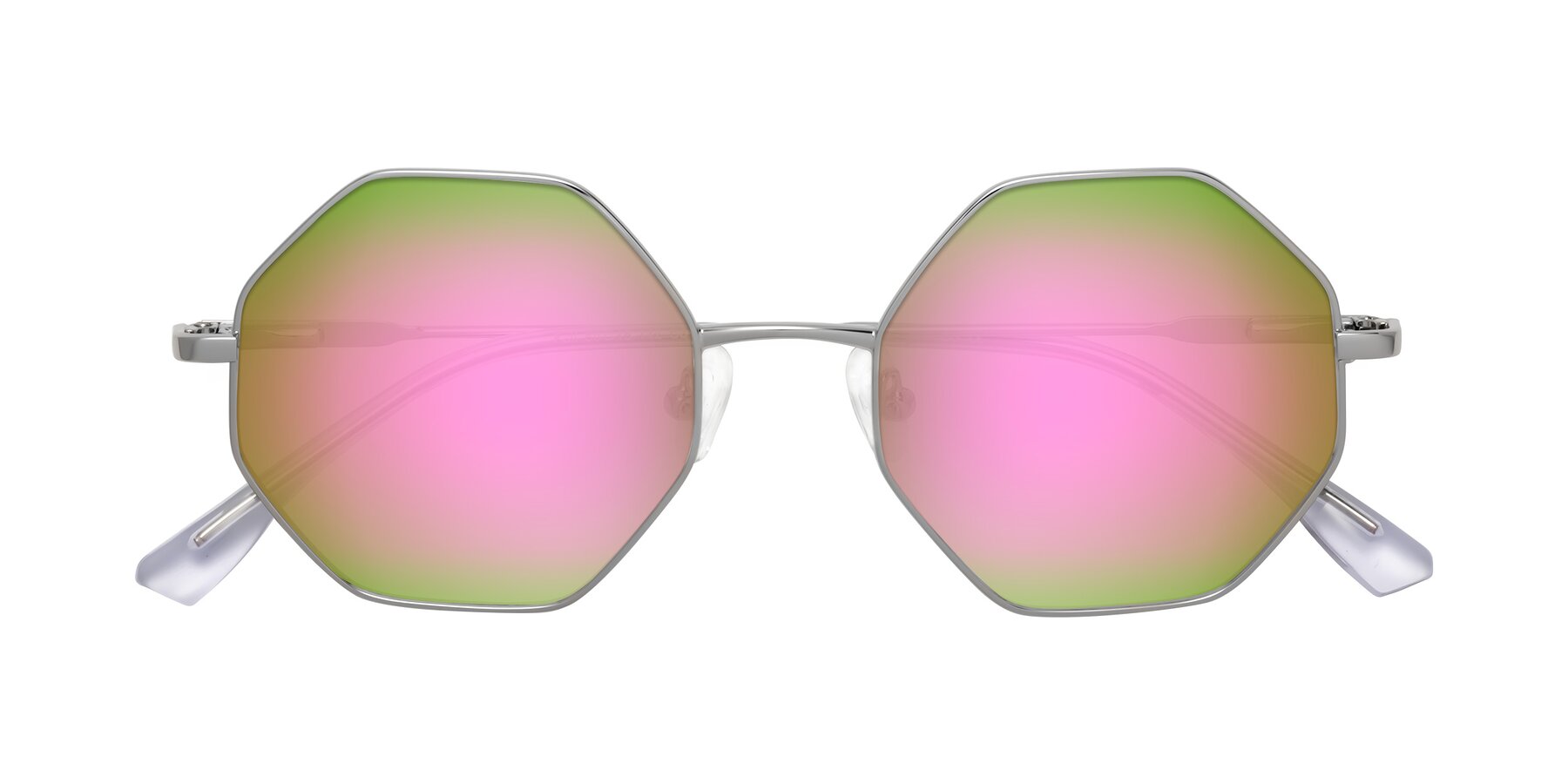 Folded Front of Fall in Silver with Pink Mirrored Lenses