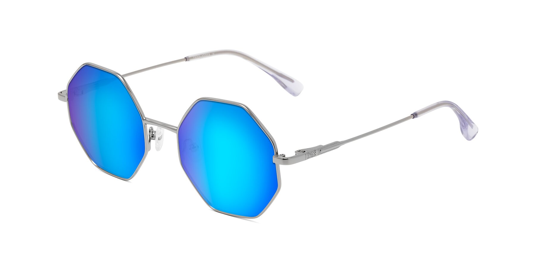 Angle of Fall in Silver with Blue Mirrored Lenses