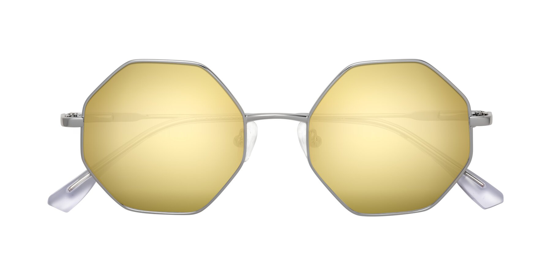 Folded Front of Fall in Silver with Gold Mirrored Lenses