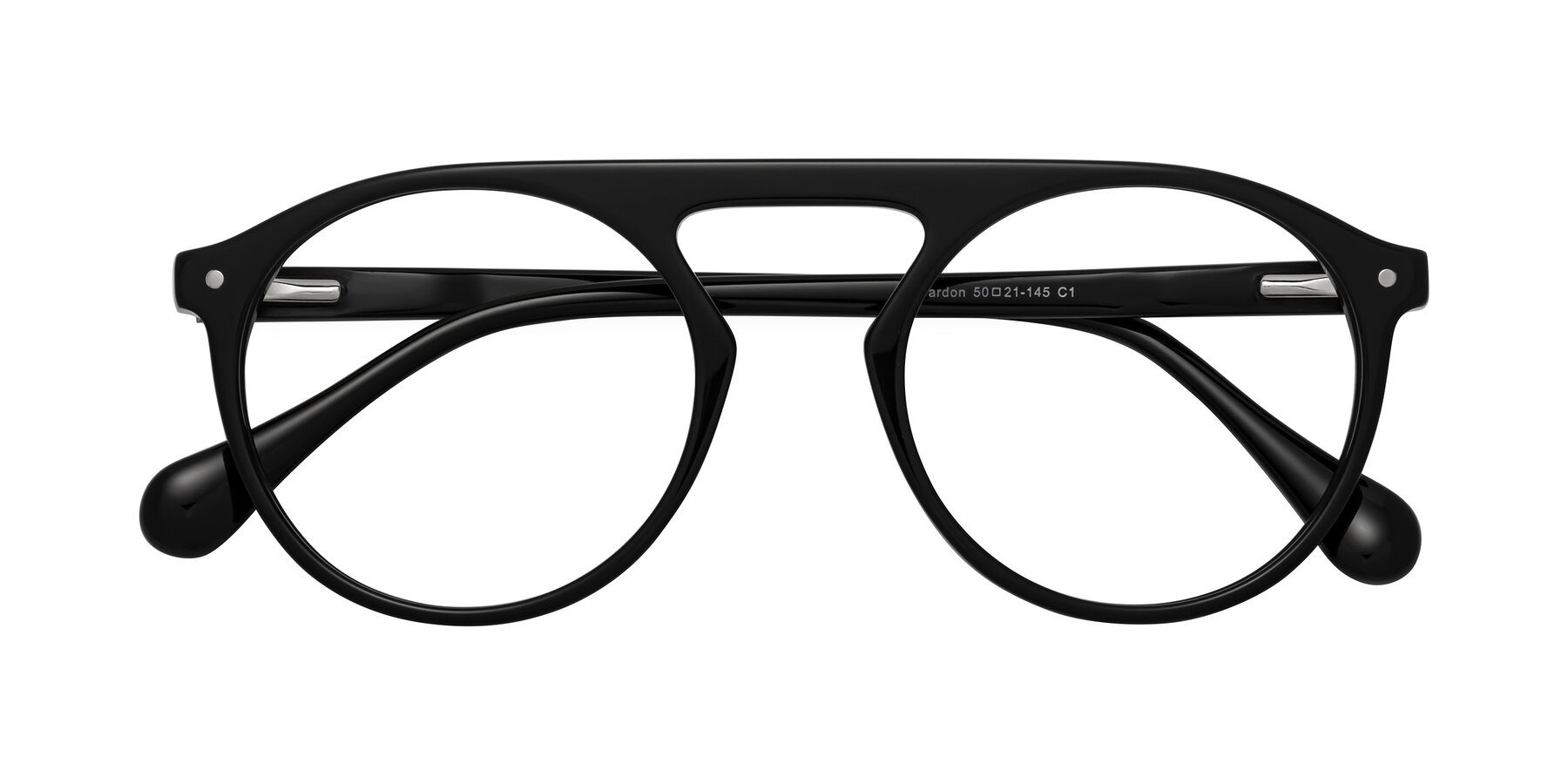 Folded Front of Gardon in Black with Clear Eyeglass Lenses