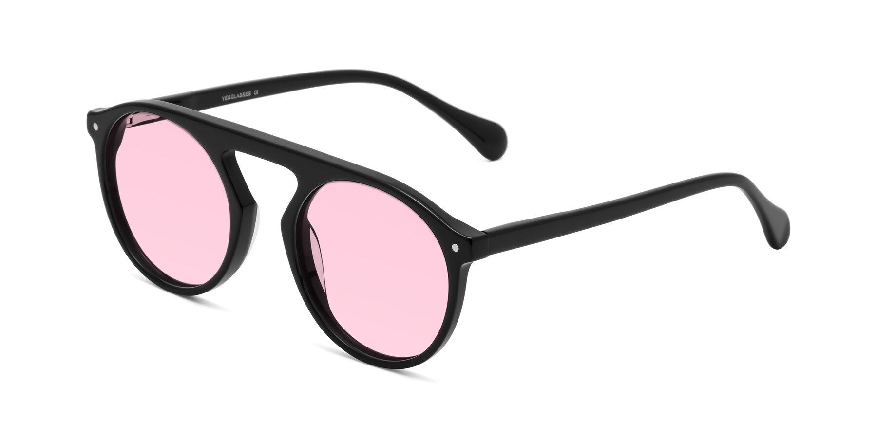 Angle of Gardon in Black with Light Pink Tinted Lenses