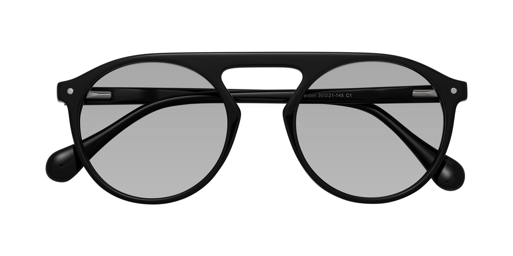 Folded Front of Gardon in Black with Light Gray Tinted Lenses