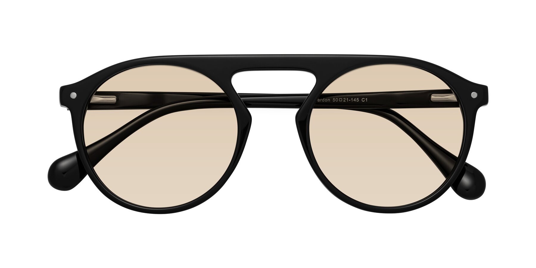 Folded Front of Gardon in Black with Light Brown Tinted Lenses