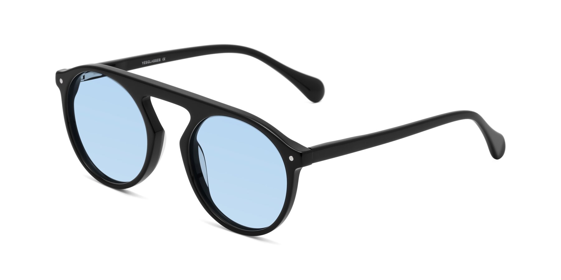 Angle of Gardon in Black with Light Blue Tinted Lenses