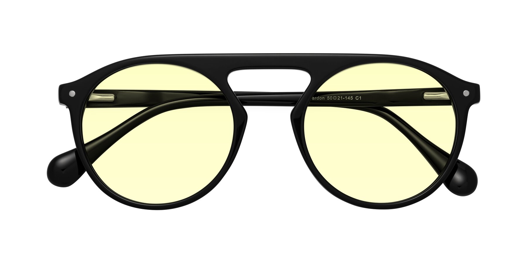 Folded Front of Gardon in Black with Light Yellow Tinted Lenses