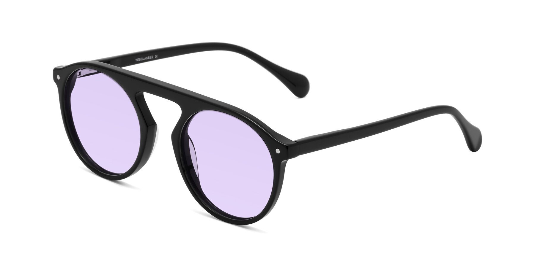 Angle of Gardon in Black with Light Purple Tinted Lenses