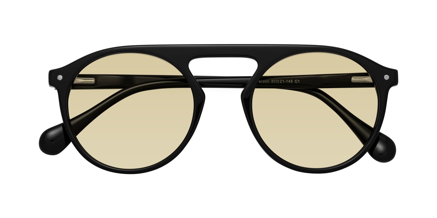 Folded Front of Gardon in Black with Light Champagne Tinted Lenses