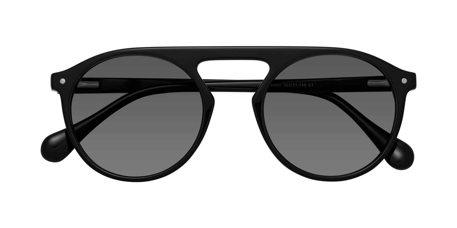 Folded Front of Gardon in Black with Medium Gray Tinted Lenses