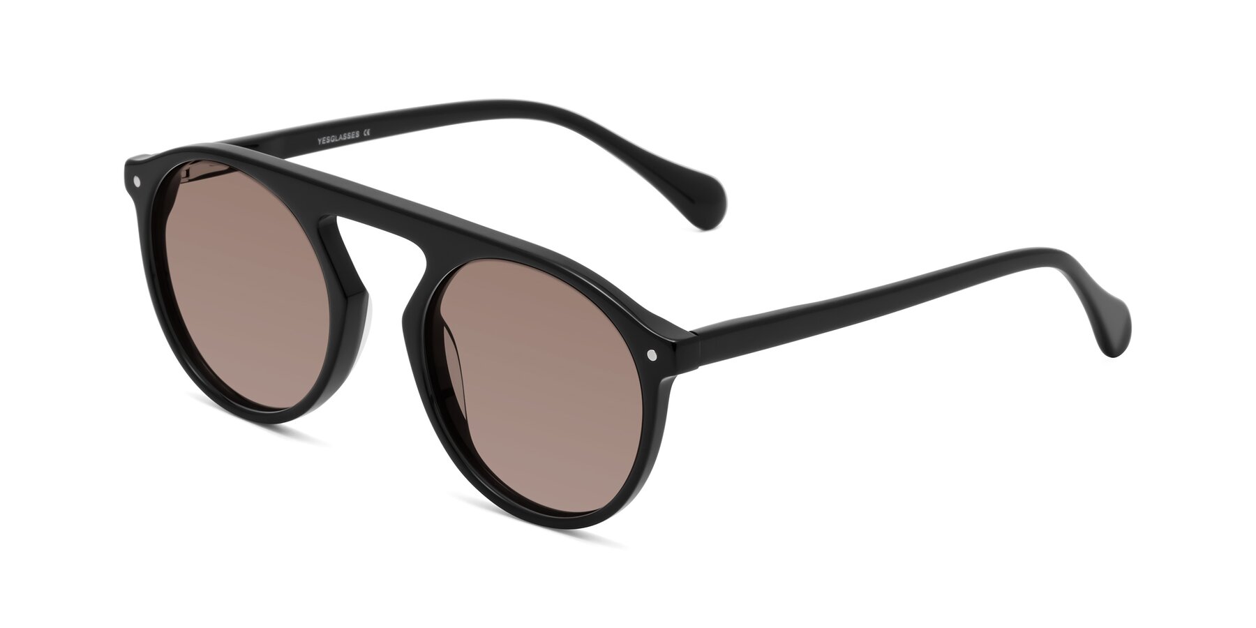 Angle of Gardon in Black with Medium Brown Tinted Lenses