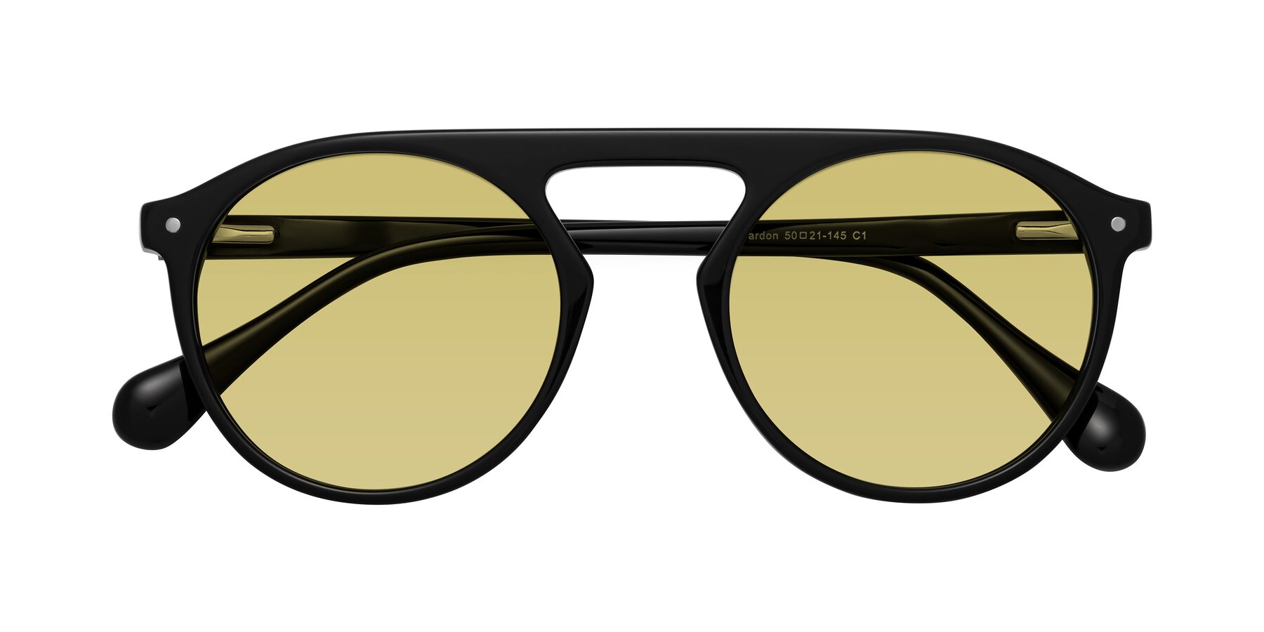 Folded Front of Gardon in Black with Medium Champagne Tinted Lenses