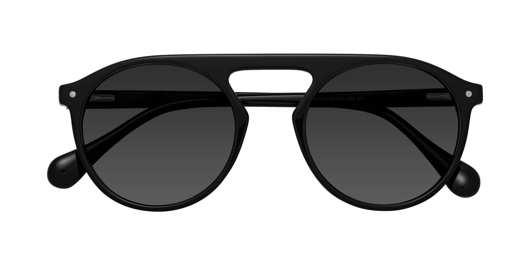 Folded Front of Gardon in Black with Gray Tinted Lenses