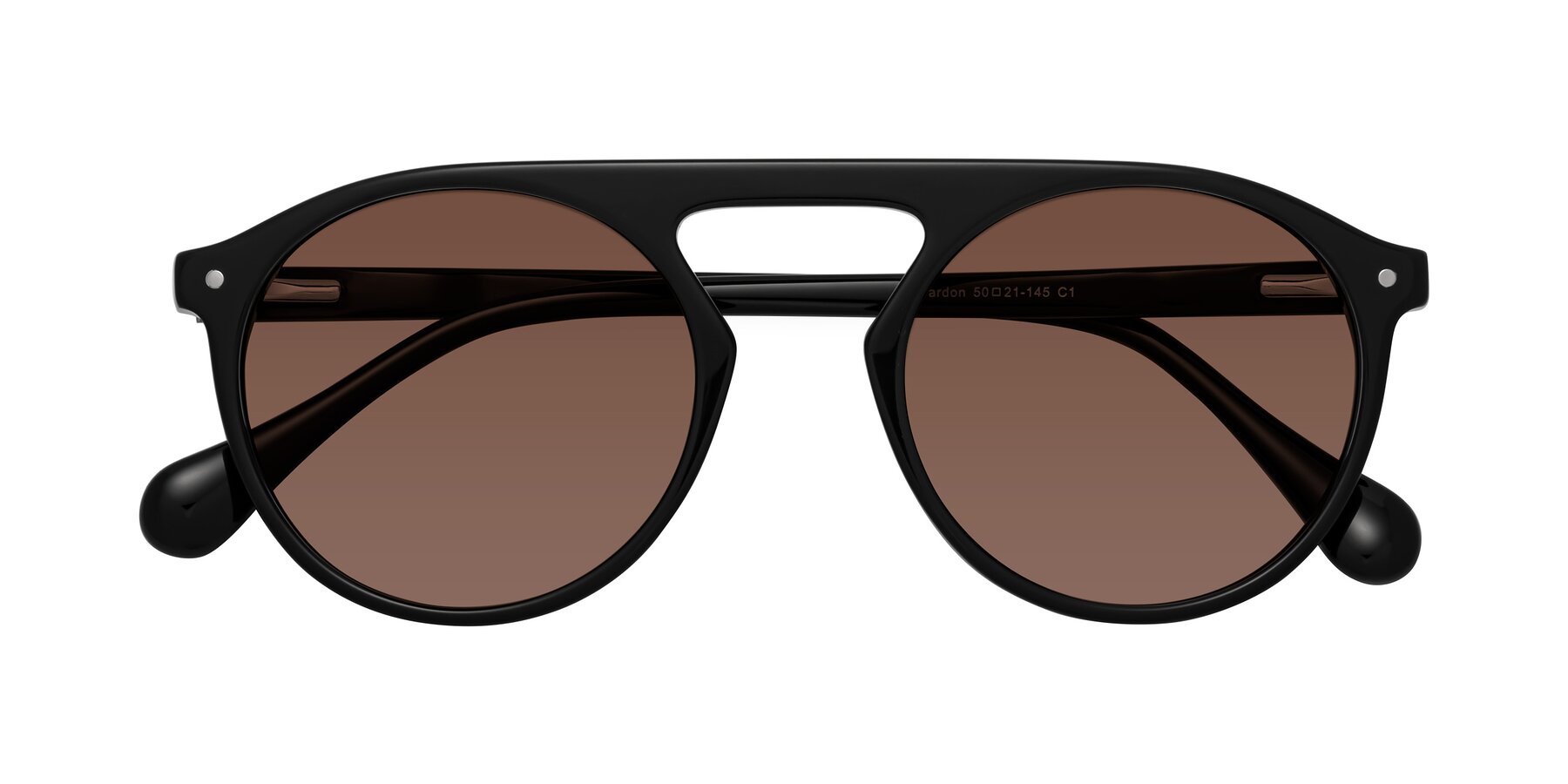 Folded Front of Gardon in Black with Brown Tinted Lenses