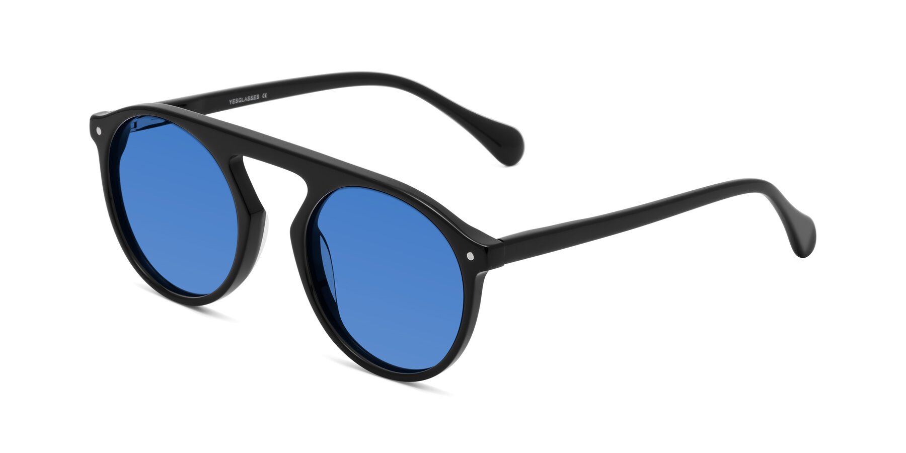 Angle of Gardon in Black with Blue Tinted Lenses