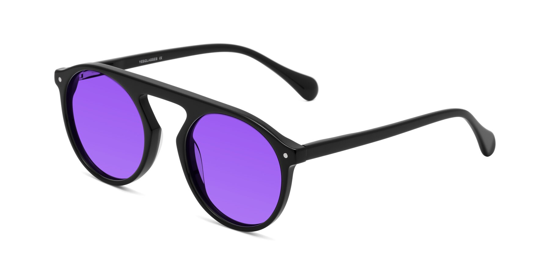 Angle of Gardon in Black with Purple Tinted Lenses