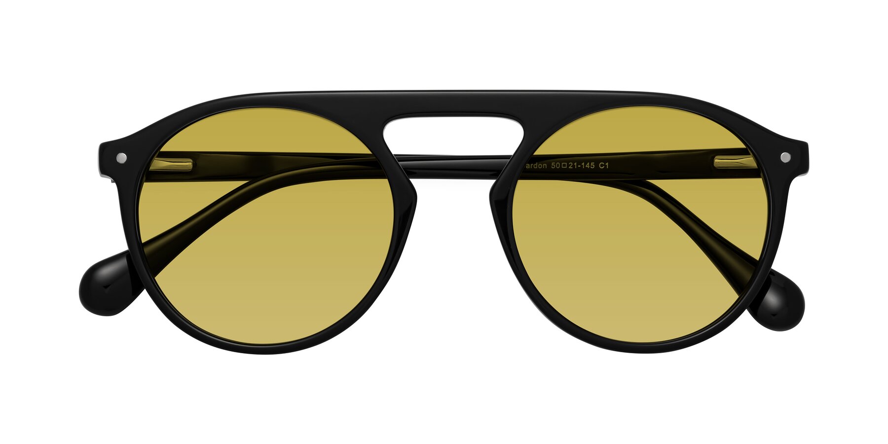 Folded Front of Gardon in Black with Champagne Tinted Lenses