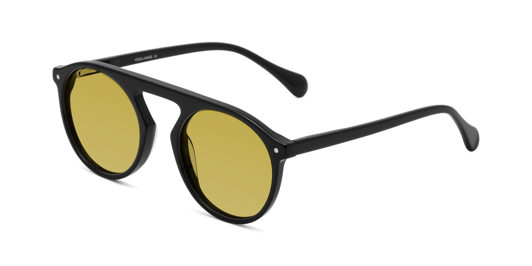 Angle of Gardon in Black with Champagne Tinted Lenses