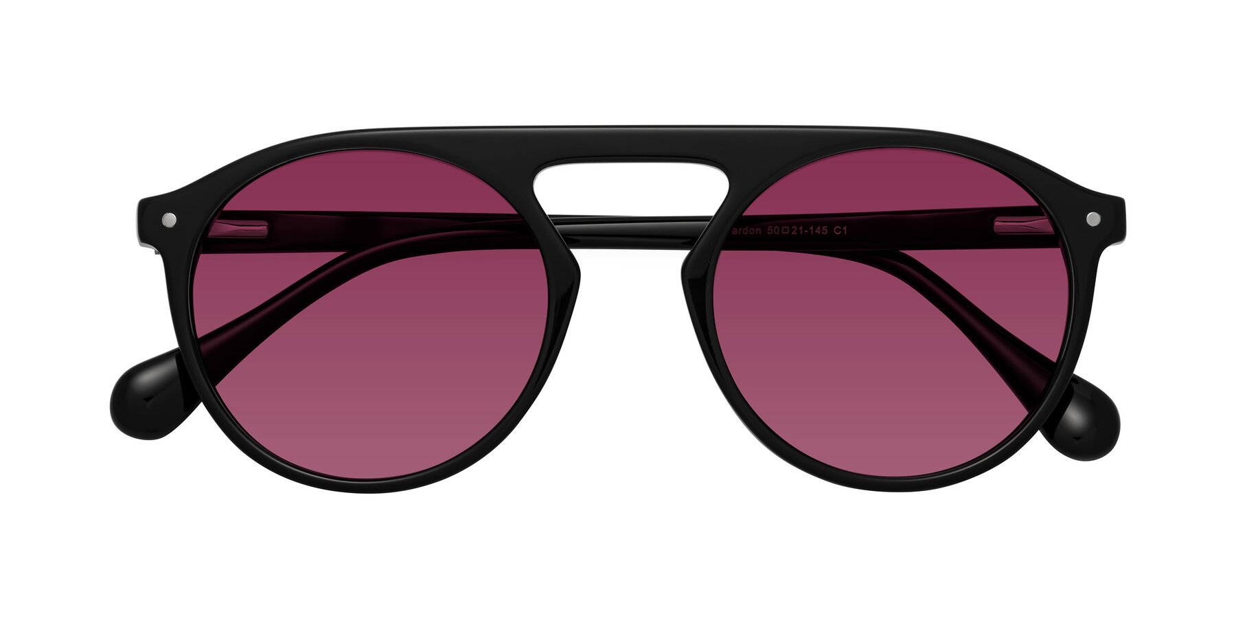 Folded Front of Gardon in Black with Wine Tinted Lenses