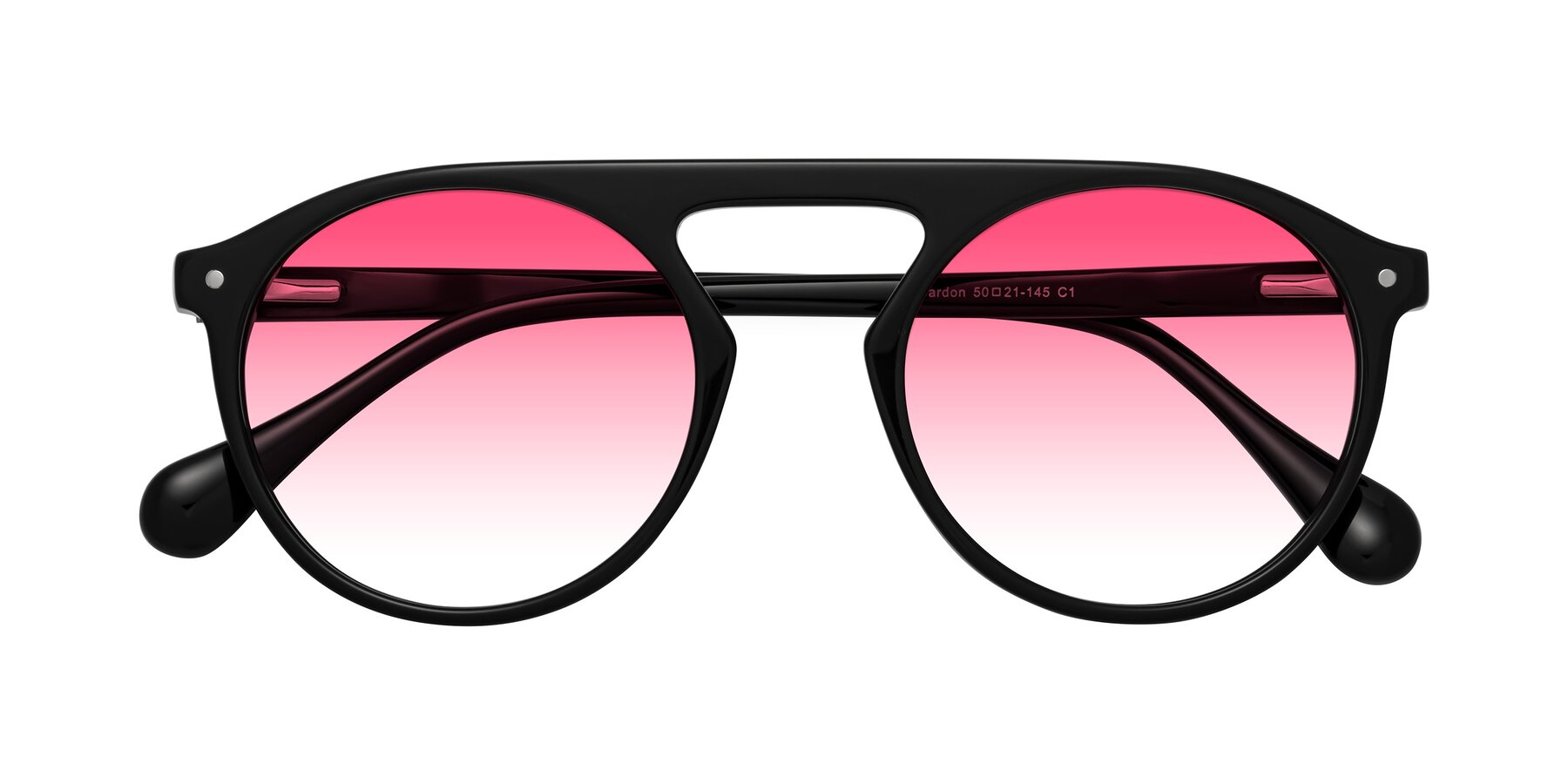 Folded Front of Gardon in Black with Pink Gradient Lenses