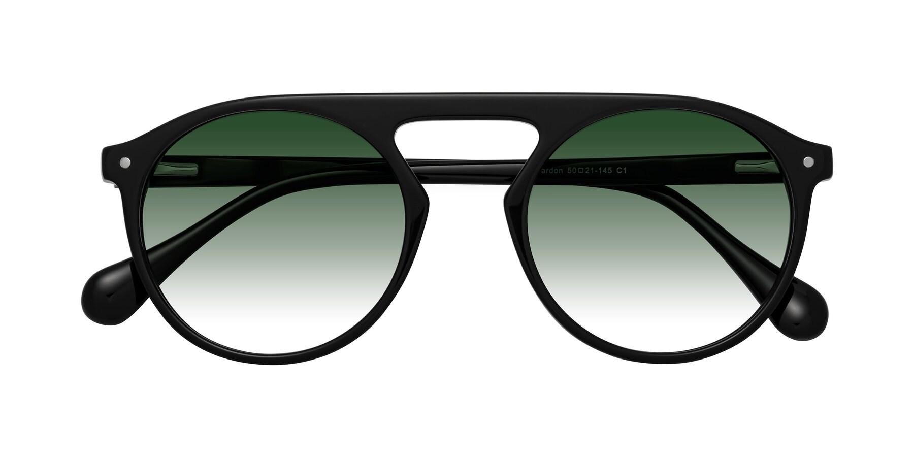 Folded Front of Gardon in Black with Green Gradient Lenses