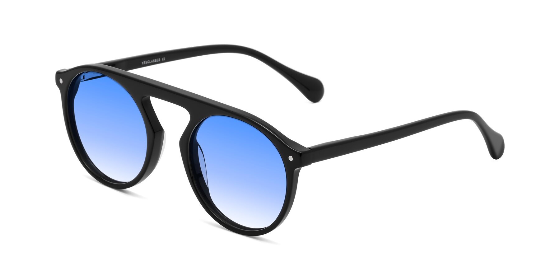 Angle of Gardon in Black with Blue Gradient Lenses