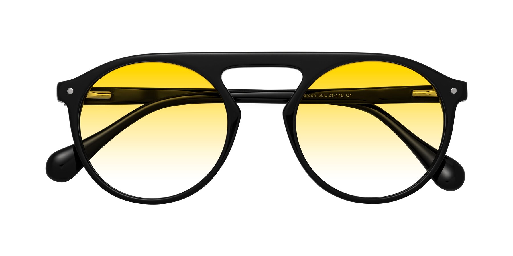 Folded Front of Gardon in Black with Yellow Gradient Lenses