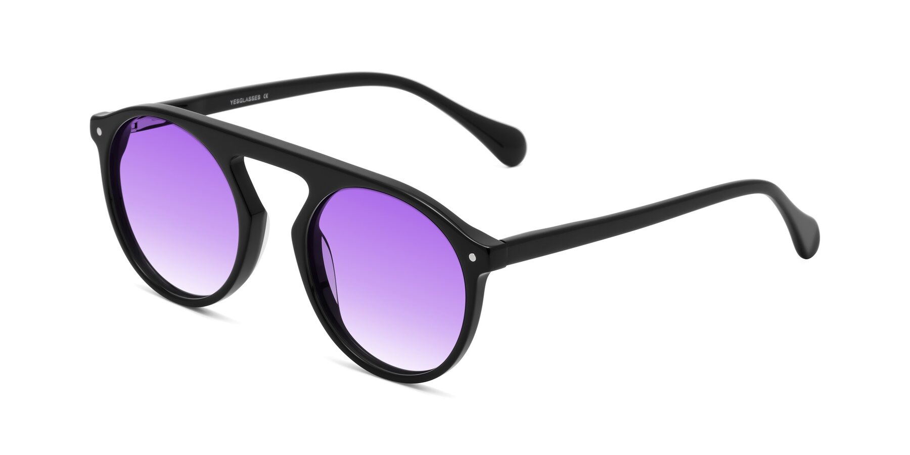 Angle of Gardon in Black with Purple Gradient Lenses